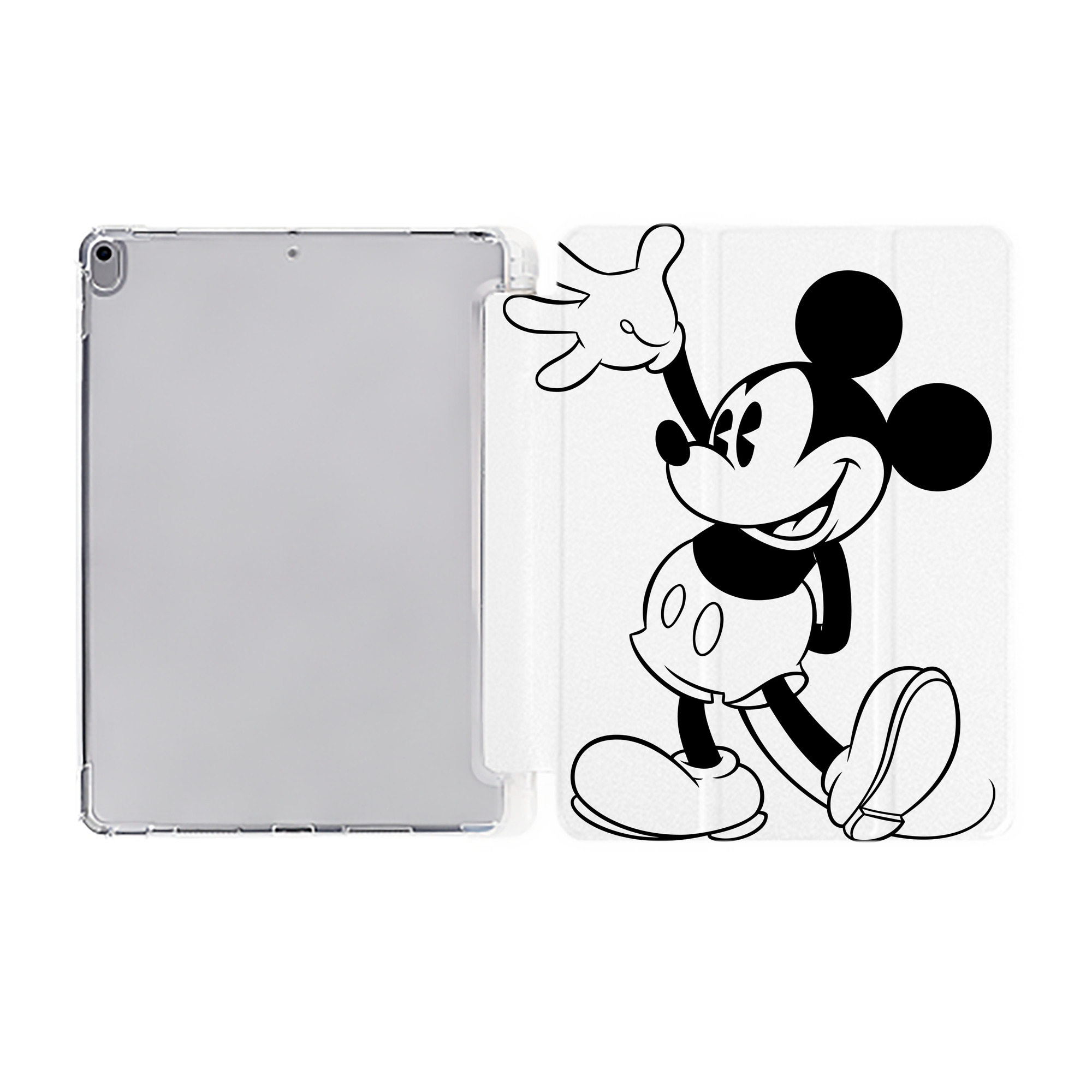 （画像用） ミッキーマウス Mickey Mouse IPad ケース ペン収納付き 三つ折りスタンド PUレザー×シリコン 対応機種9.5/10.5/10.9インチ
